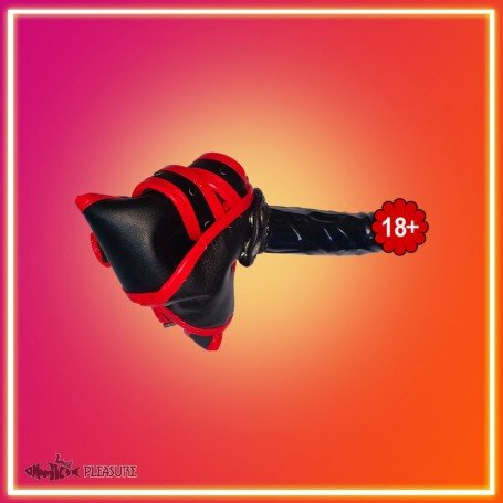 Black Red Edge Leather Harness Lesbian Strapon SO-025